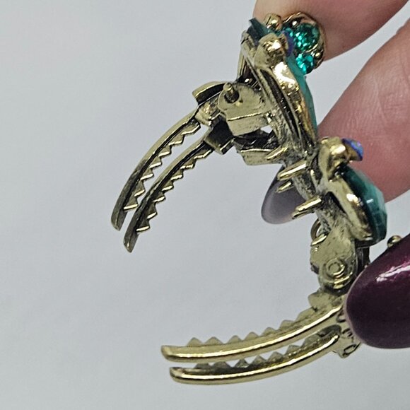 Elegant Crystal Hair Clip Turquoise Butterfly Flower Hair Crab Claw - Picture 7 of 7